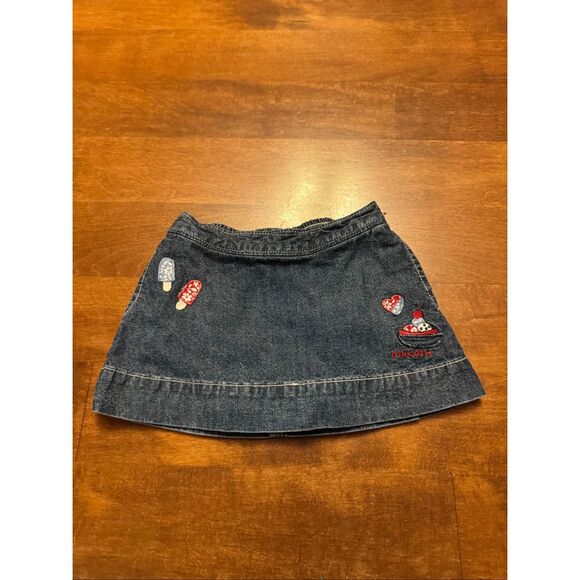 Vintage Y2K 90s Oshkosh girls denim skirt with ice cream embroidery size 6-9 mon - Picture 1 of 5